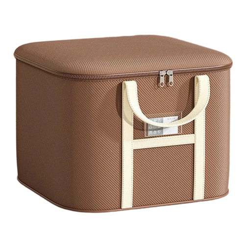 34x24x19cm Non-Woven Fabric Large Capacity Storage Bag with Handles for Clothes Bedding - Brown - 1