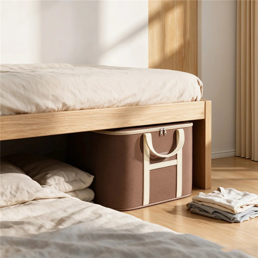 34x24x19cm Non-Woven Fabric Large Capacity Storage Bag with Handles for Clothes Bedding - Brown - 6