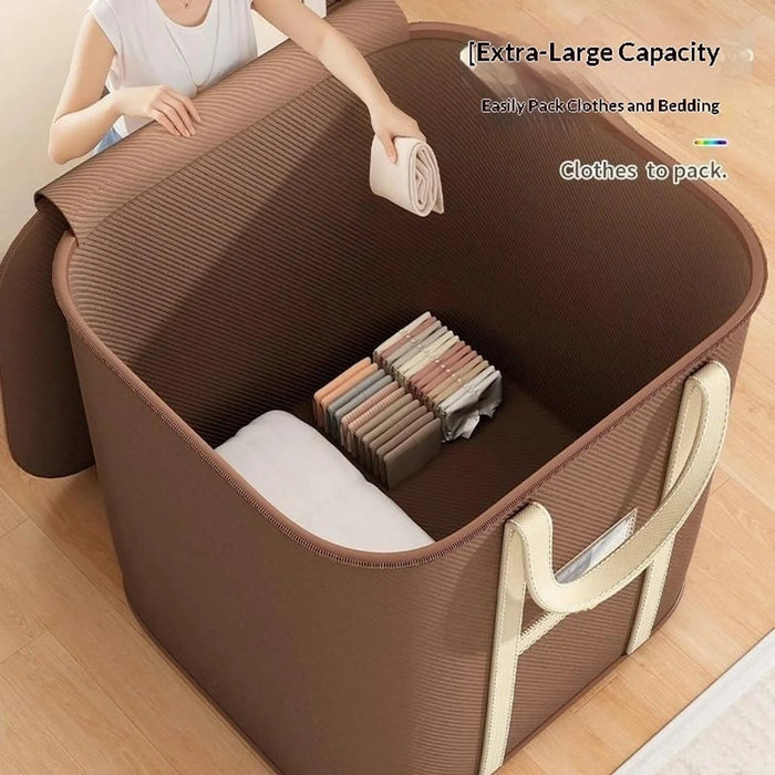 45x33x25cm Non-Woven Fabric Large Capacity Storage Bag with Handles for Clothes Bedding - Brown - 2