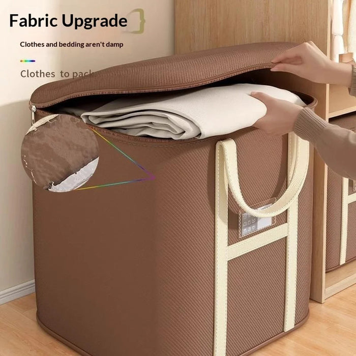 45x33x25cm Non-Woven Fabric Large Capacity Storage Bag with Handles for Clothes Bedding - Brown - 3