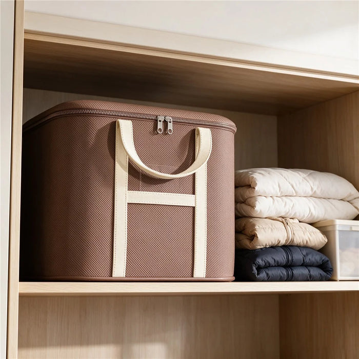 45x33x25cm Non-Woven Fabric Large Capacity Storage Bag with Handles for Clothes Bedding - Brown - 4