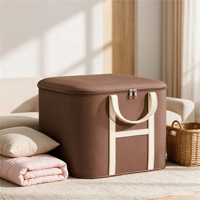 45x33x25cm Non-Woven Fabric Large Capacity Storage Bag with Handles for Clothes Bedding - Brown - 5