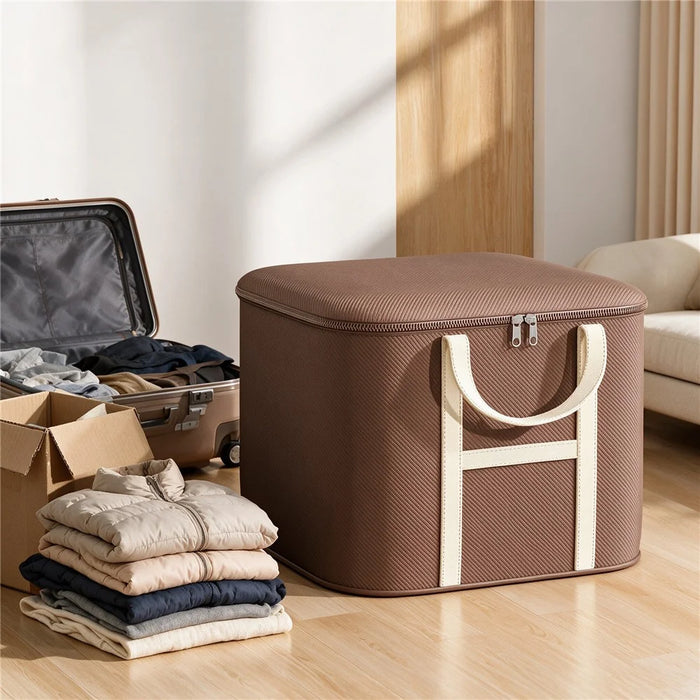 45x33x25cm Non-Woven Fabric Large Capacity Storage Bag with Handles for Clothes Bedding - Brown - 6