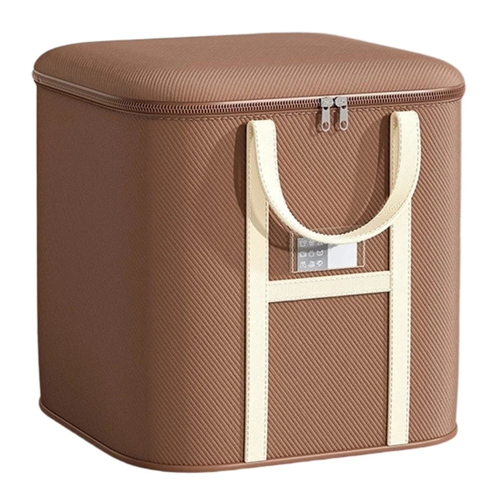 50x40x50cm Non-Woven Fabric Large Capacity Storage Bag with Handles for Clothes Bedding - Brown - 1