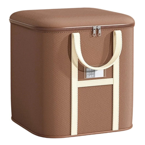 50x50x60cm Non-Woven Fabric Large Capacity Storage Bag with Handles for Clothes Bedding - Brown - 1