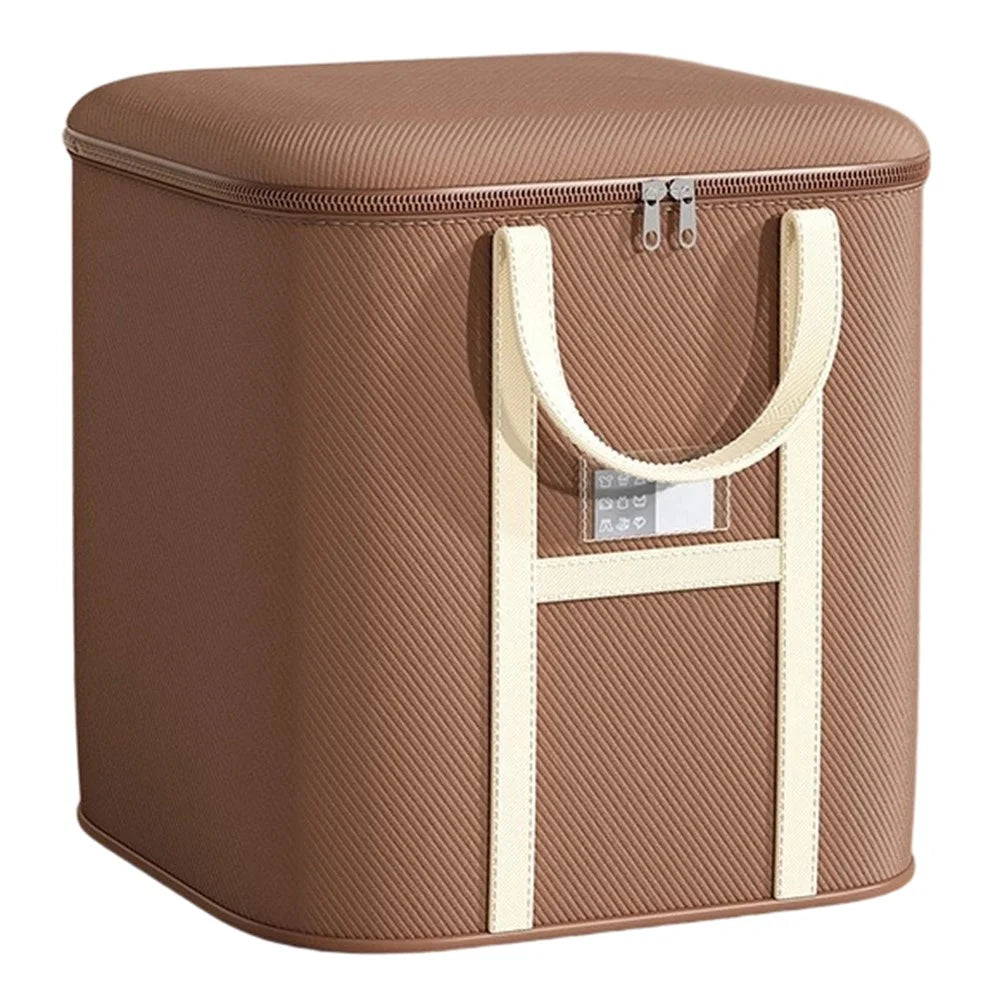 50x50x60cm Non-Woven Fabric Large Capacity Storage Bag with Handles for Clothes Bedding - Brown - 1