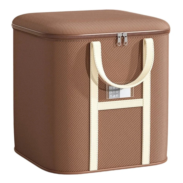 50x50x60cm Non-Woven Fabric Large Capacity Storage Bag with Handles for Clothes Bedding - Brown - 1