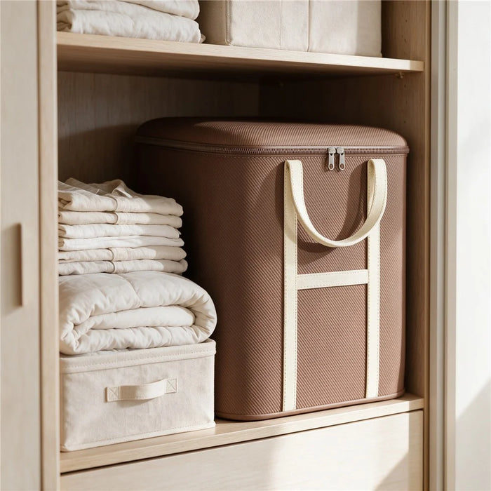 50x50x60cm Non-Woven Fabric Large Capacity Storage Bag with Handles for Clothes Bedding - Brown - 6
