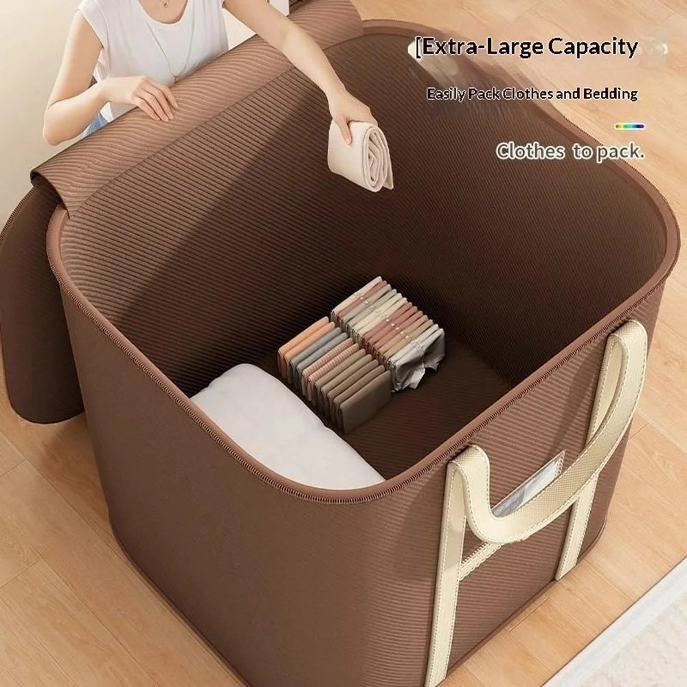 50x60x71cm Non-Woven Fabric Large Capacity Storage Bag with Handles for Clothes Bedding - Brown - 3