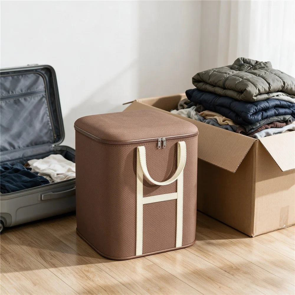 50x60x71cm Non-Woven Fabric Large Capacity Storage Bag with Handles for Clothes Bedding - Brown - 7