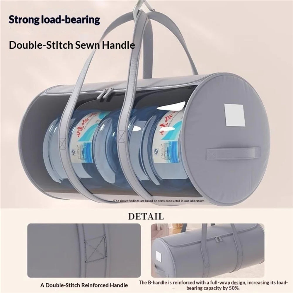 Size M 26x52cm Cylindrical Sateen Storage Bag Large Capacity Roll-Up Quilt Clothes Organizer - Grey - 3