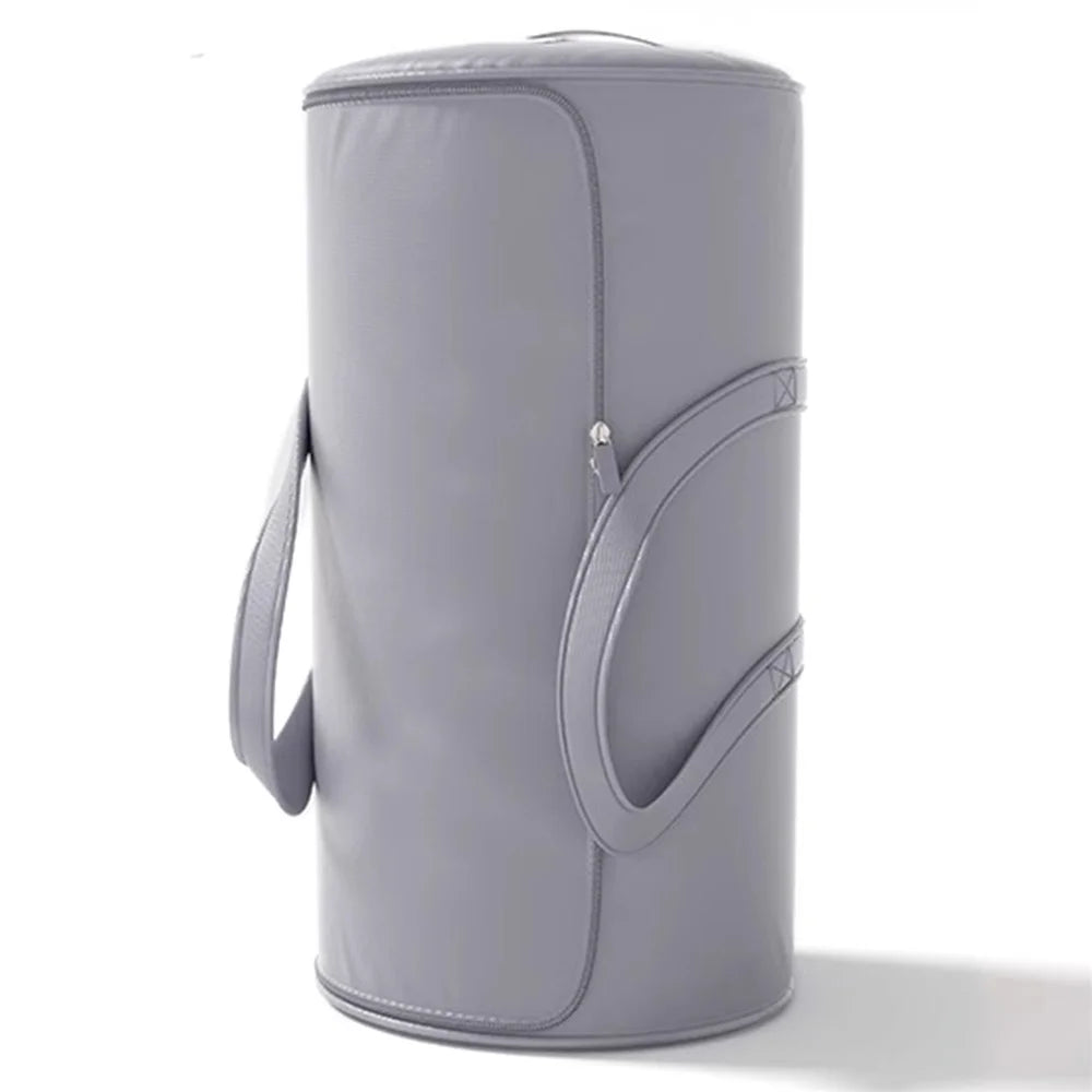Size XL 46x76cm Cylindrical Sateen Storage Bag Large Capacity Roll-Up Quilt Clothes Organizer - Grey - 1