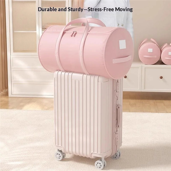 Size XL 46x76cm Cylindrical Sateen Storage Bag Large Capacity Roll-Up Quilt Clothes Organizer - Grey - 4