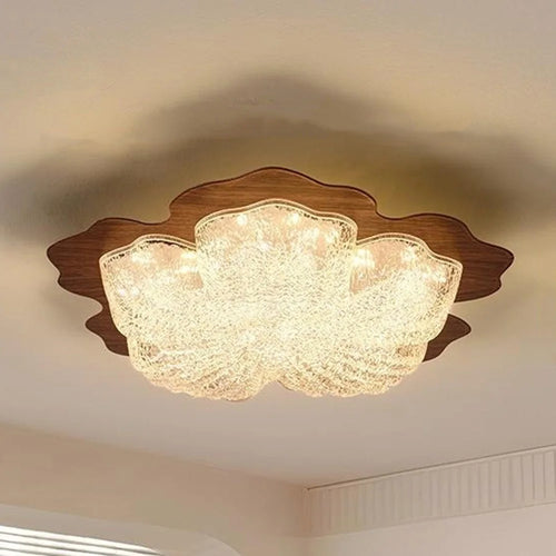 Vintage Walnut Ceiling Light 3-Color LED Acrylic Lamp for Entryway Hallway - 31cm / 52W / Type A / 3963 - 1