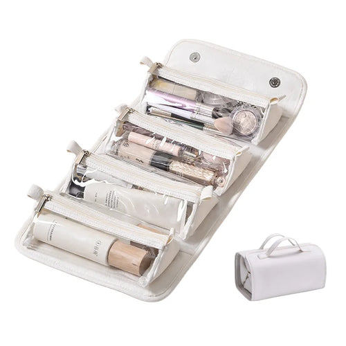 4 in 1 Detachable Waterproof Cosmetic Bag Large Capacity Portable Travel Makeup Organizer - Pearl White - 1