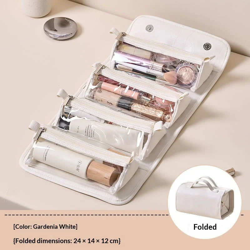 4 in 1 Detachable Waterproof Cosmetic Bag Large Capacity Portable Travel Makeup Organizer - Pearl White - 2