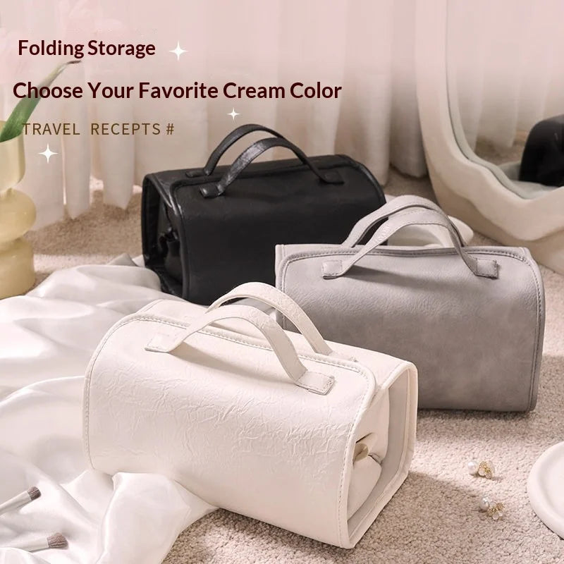 4 in 1 Detachable Waterproof Cosmetic Bag Large Capacity Portable Travel Makeup Organizer - Pearl White - 4