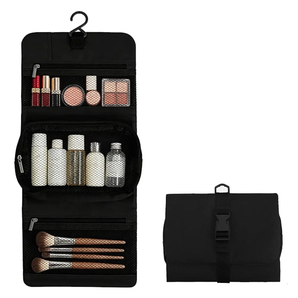 Hanging Makeup Toiletry Bag Large Capacity Detachable Travel Cosmetic Organizer - Black - 1