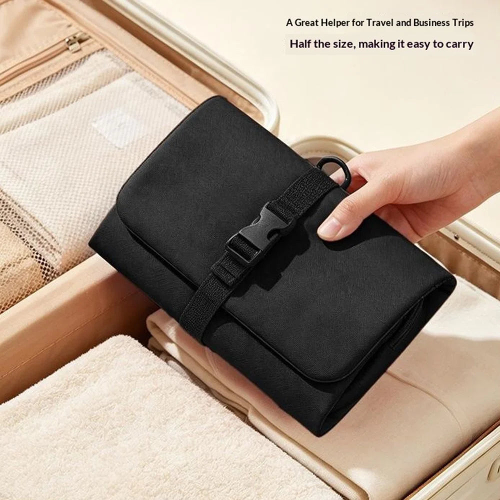 Hanging Makeup Toiletry Bag Large Capacity Detachable Travel Cosmetic Organizer - Black - 5