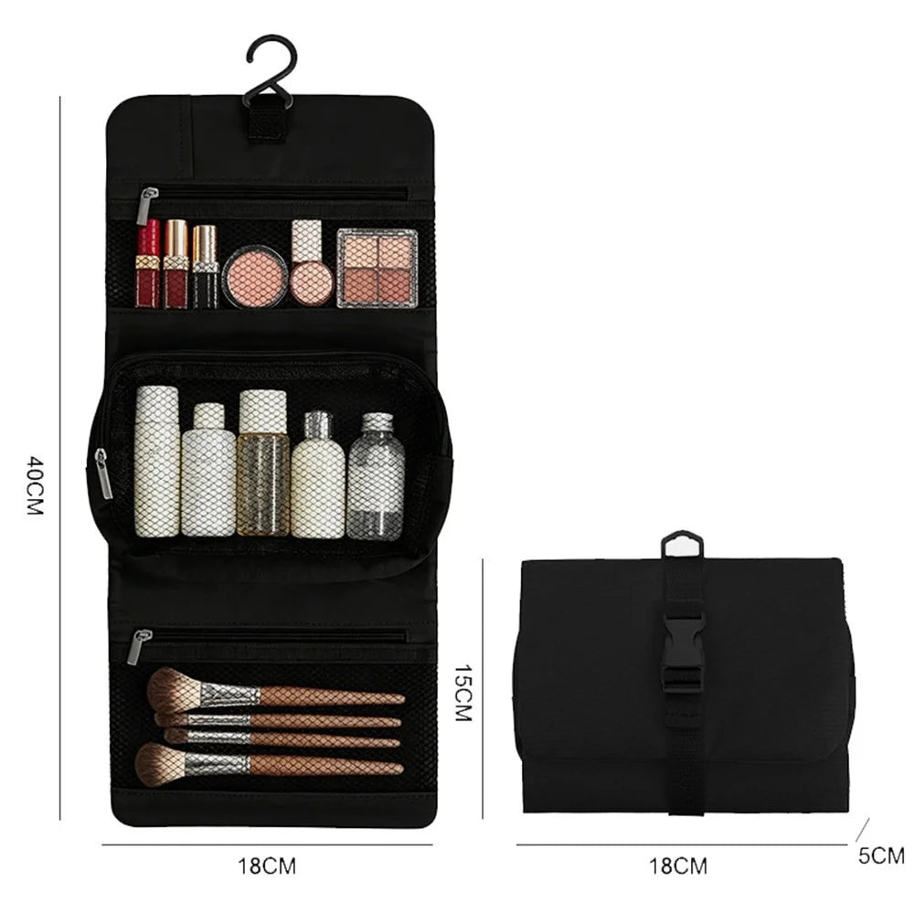 Hanging Makeup Toiletry Bag Large Capacity Detachable Travel Cosmetic Organizer - Black - 7