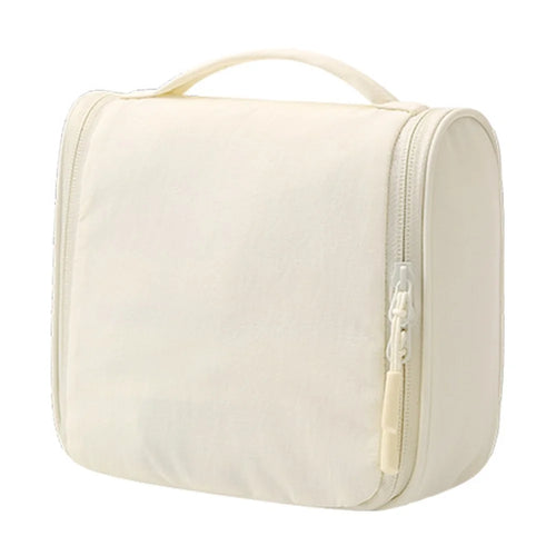Hanging Toiletry Bag Taslon Fabric Cosmetic Storage Pouch for Travel - Beige - 1