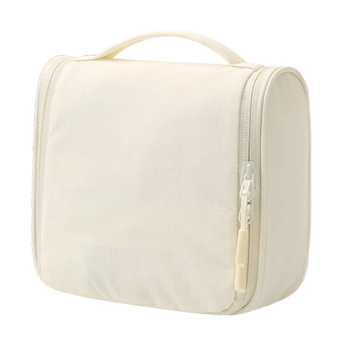 Hanging Toiletry Bag Taslon Fabric Cosmetic Storage Pouch for Travel - Beige - 1