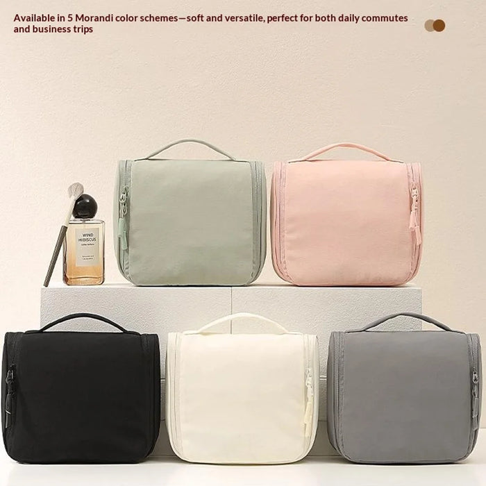 Hanging Toiletry Bag Taslon Fabric Cosmetic Storage Pouch for Travel - Beige - 6