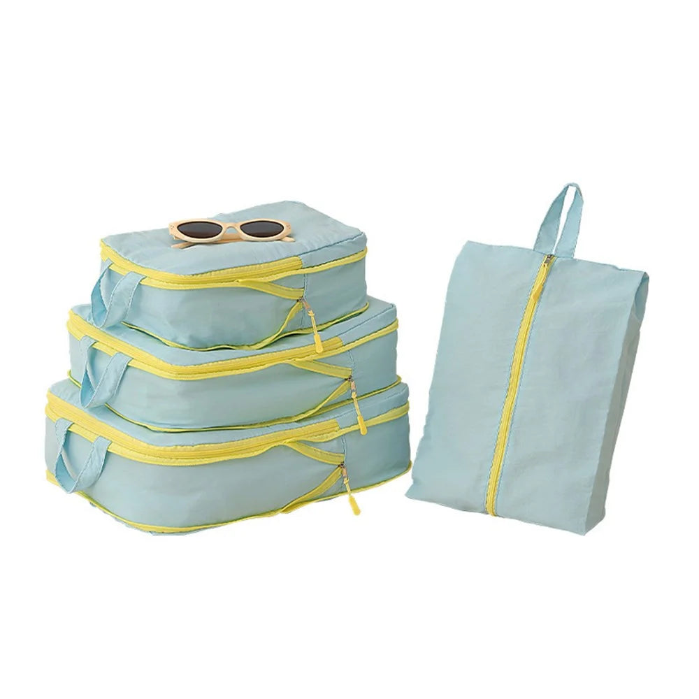 C8 4Pcs Taslon Fabric Waterproof Bags Portable Travel Storage Organizer Bags - Blue - 1