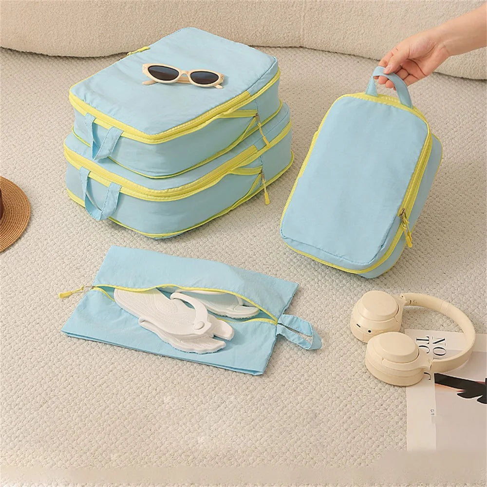 C8 4Pcs Taslon Fabric Waterproof Bags Portable Travel Storage Organizer Bags - Blue - 2