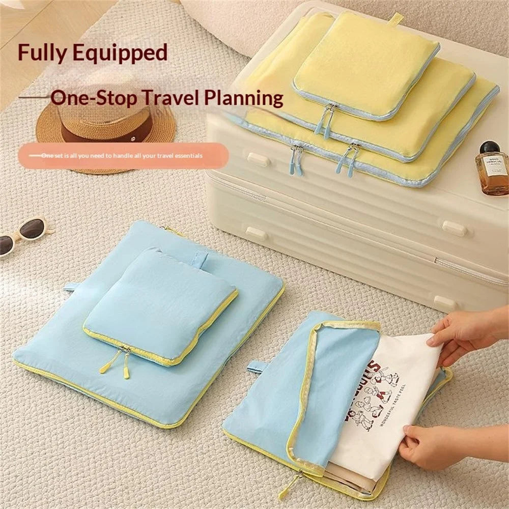 C8 4Pcs Taslon Fabric Waterproof Bags Portable Travel Storage Organizer Bags - Blue - 3