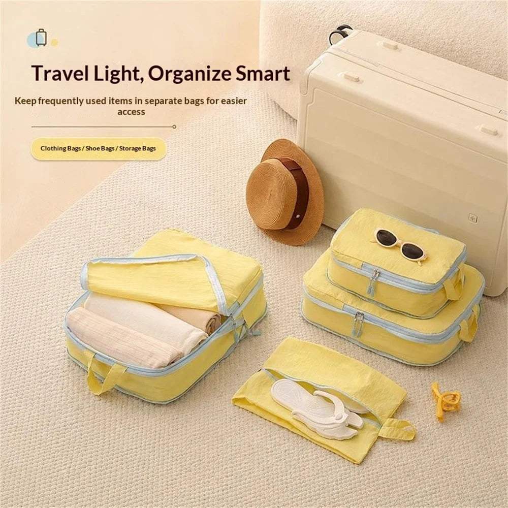 C8 4Pcs Taslon Fabric Waterproof Bags Portable Travel Storage Organizer Bags - Blue - 6