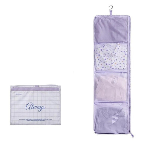 4 Compartments Travel Organizer Bag Foldable Hanging Storage Bag - Purple - 1