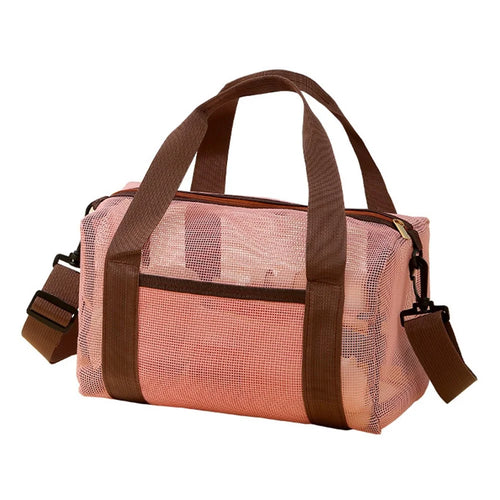 Beach Bag Large Capacity See-Through Mesh Quick-Dry Crossbody Bag for Travel - Pink - 1