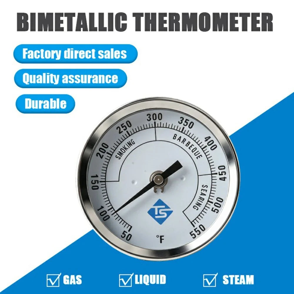 TS-BX84 50-550 Degrees Fahrenheit Bimetallic Thermometer 83mm Dial Stainless Steel for Oven Grill Boiler - 3