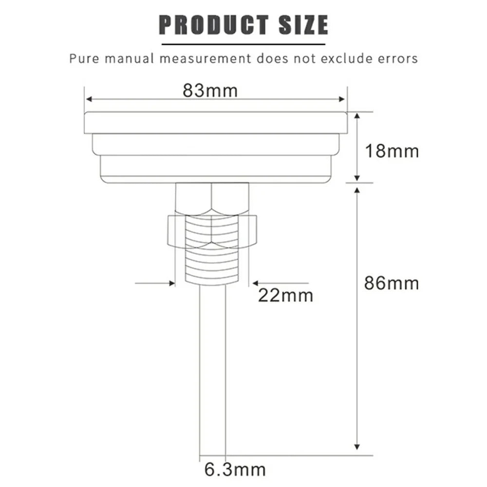 TS-BX84 50-550 Degrees Fahrenheit Bimetallic Thermometer 83mm Dial Stainless Steel for Oven Grill Boiler - 5