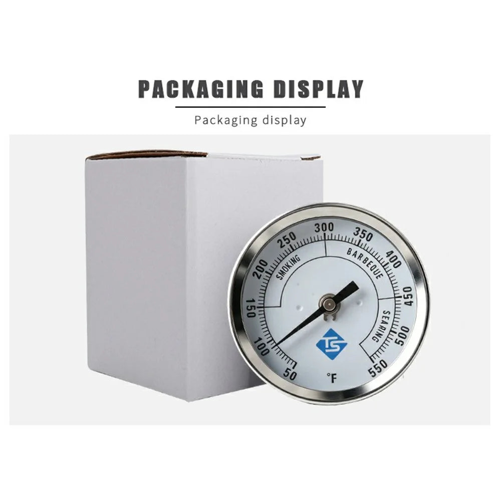 TS-BX84 50-550 Degrees Fahrenheit Bimetallic Thermometer 83mm Dial Stainless Steel for Oven Grill Boiler - 6
