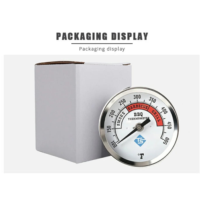 TS-BX85 Bimetallic Thermometer 100-500 Degrees Fahrenheit 83mm Dial Axial Mount for BBQ Grill Oven - 6