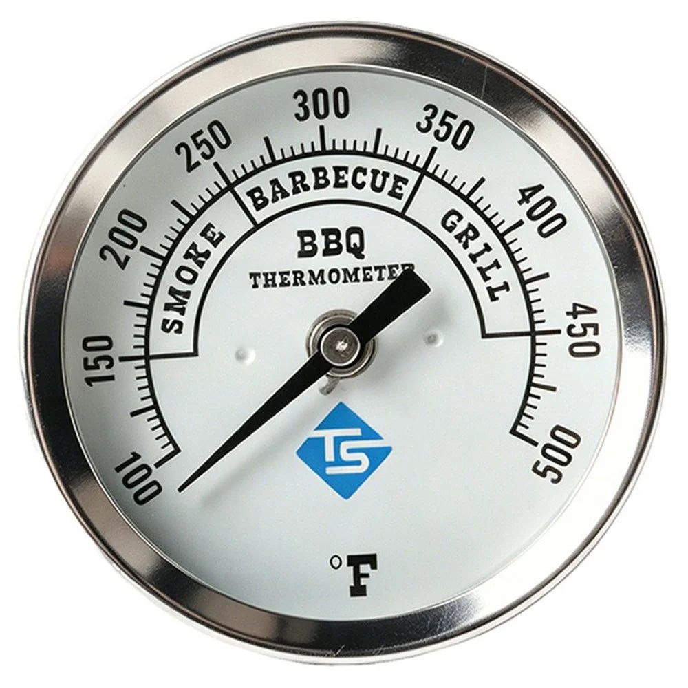 TS-BX86 Bimetallic Thermometer 83mm Dial 100-500 Degrees Fahrenheit Axial Mount for BBQ Grill Oven - 1