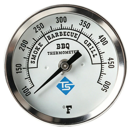TS-BX86 Bimetallic Thermometer 83mm Dial 100-500 Degrees Fahrenheit Axial Mount for BBQ Grill Oven - 1