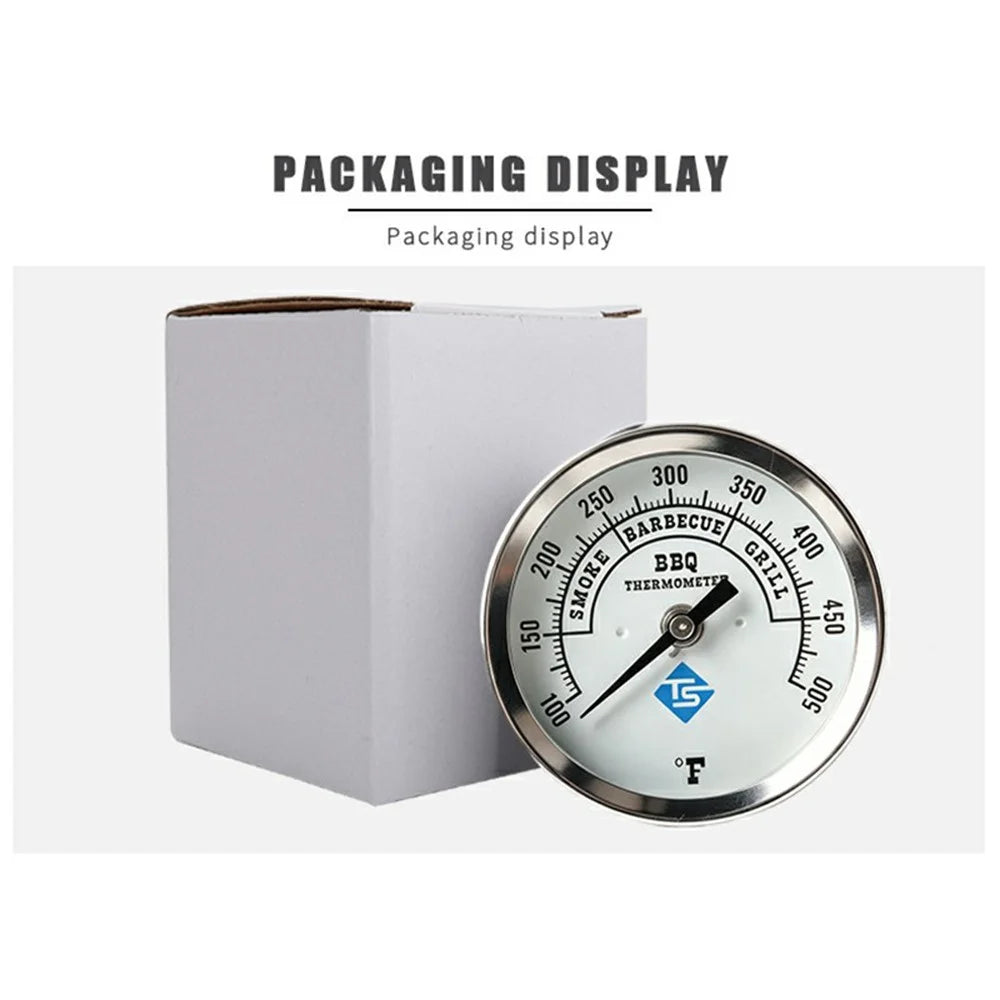 TS-BX86 Bimetallic Thermometer 83mm Dial 100-500 Degrees Fahrenheit Axial Mount for BBQ Grill Oven - 6