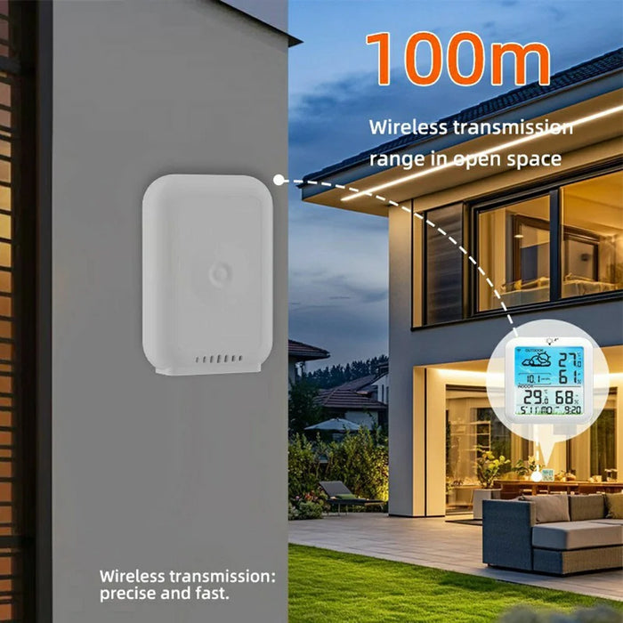 TS-8085 Wireless Weather Station Color Screen Indoor Outdoor Temperature Humidity Clock - White - 4