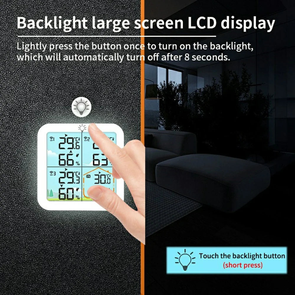 TS-8083 Indoor Outdoor Thermometer Hygrometer Wireless Multi-Channel High Precision Monitor - White - 3