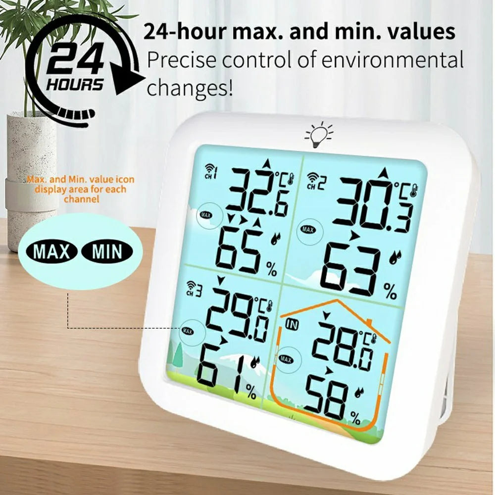 TS-8083 Indoor Outdoor Thermometer Hygrometer Wireless Multi-Channel High Precision Monitor - White - 5