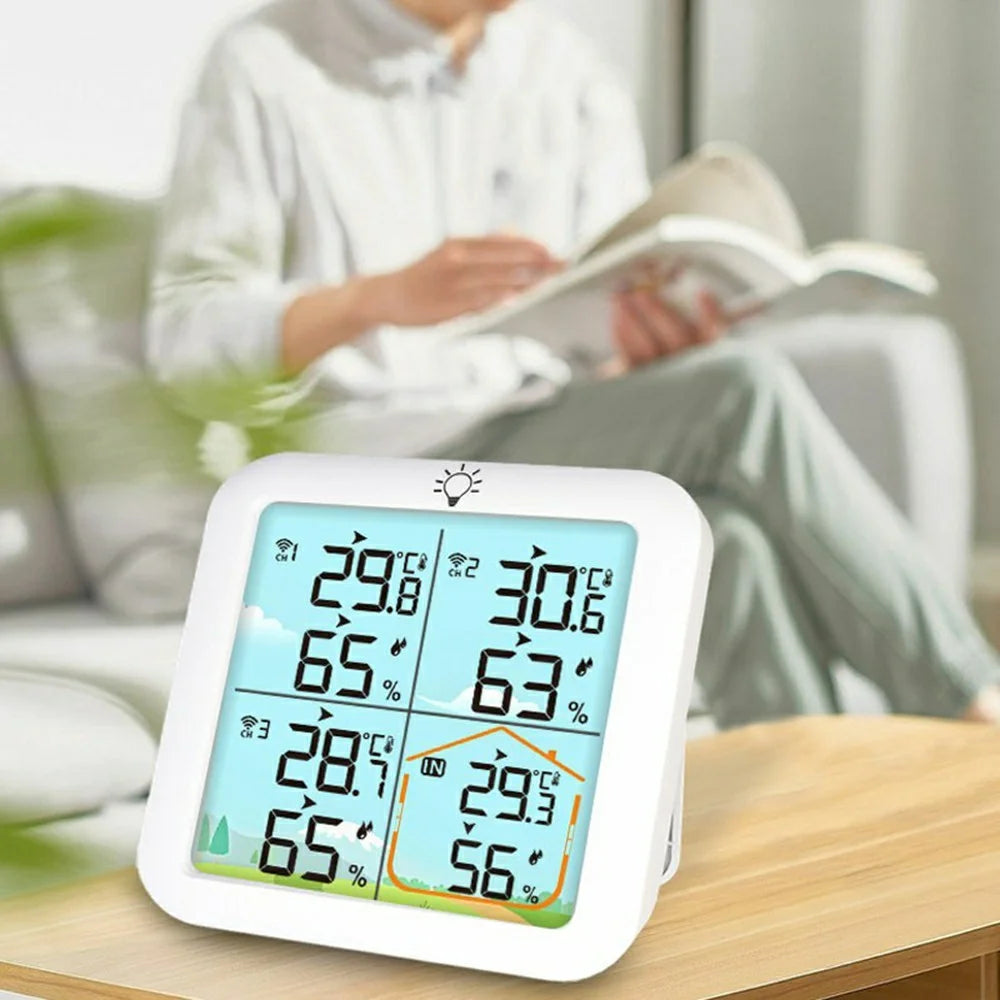 TS-8083 Indoor Outdoor Thermometer Hygrometer Wireless Multi-Channel High Precision Monitor - White - 7