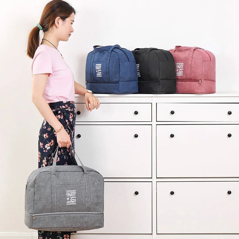 Size S Waterproof Travel Bag with Shoe Compartment Dry Wet Separation Fitness Bag for Gym Swimming - Gray - 3