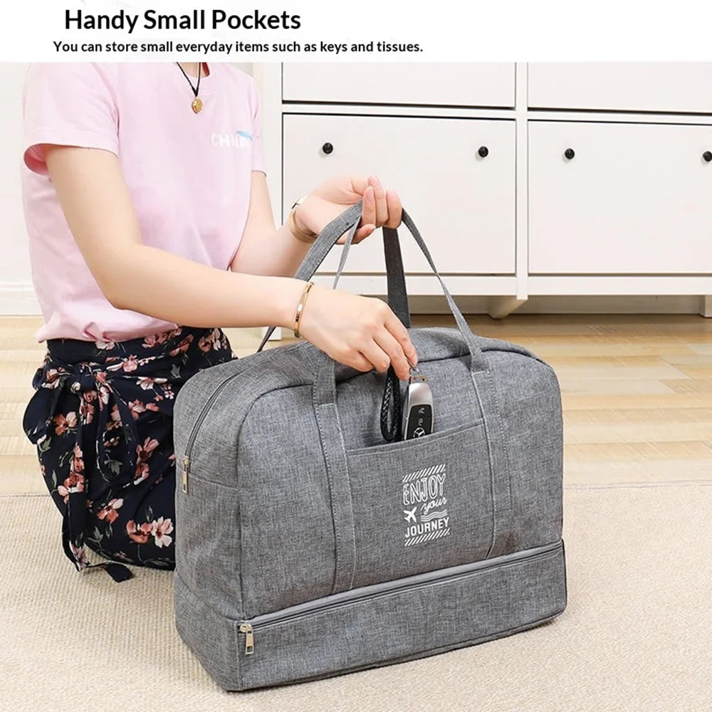 Size S Waterproof Travel Bag with Shoe Compartment Dry Wet Separation Fitness Bag for Gym Swimming - Gray - 6