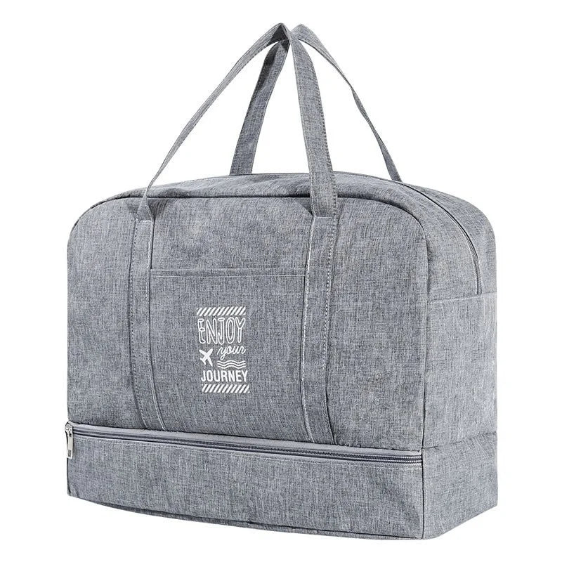 Size L Waterproof Travel Bag with Shoe Compartment Dry Wet Separation Fitness Bag for Gym Swimming - Gray - 1