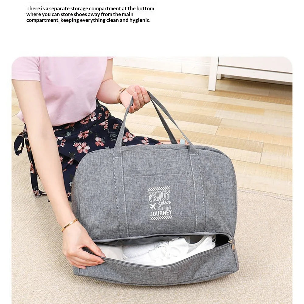 Size L Waterproof Travel Bag with Shoe Compartment Dry Wet Separation Fitness Bag for Gym Swimming - Gray - 3