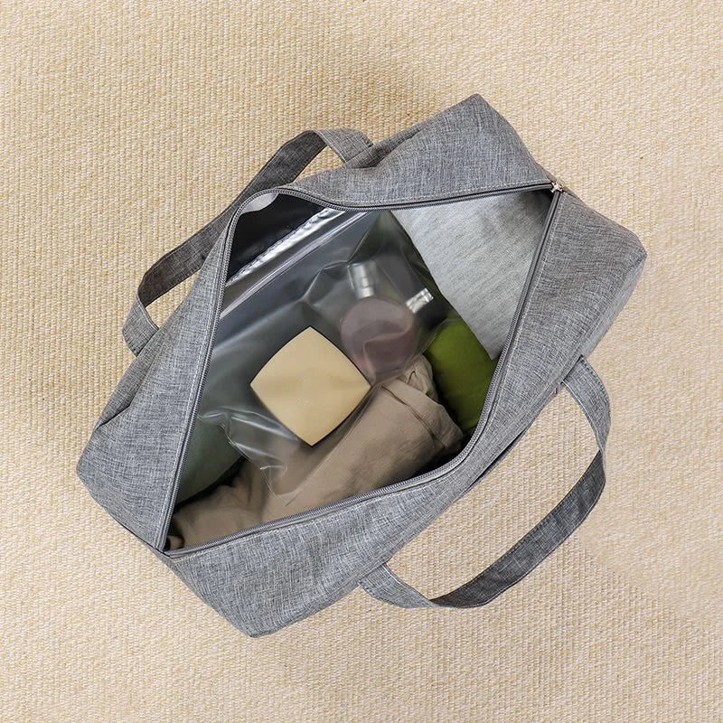Size L Waterproof Travel Bag with Shoe Compartment Dry Wet Separation Fitness Bag for Gym Swimming - Gray - 7