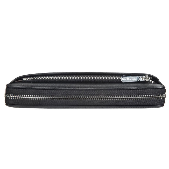 BAELLERRY S1081 PU Leather Men Clutch Bag Large Capacity Zipper Long Wallet with Wrist Strap - Black - 5